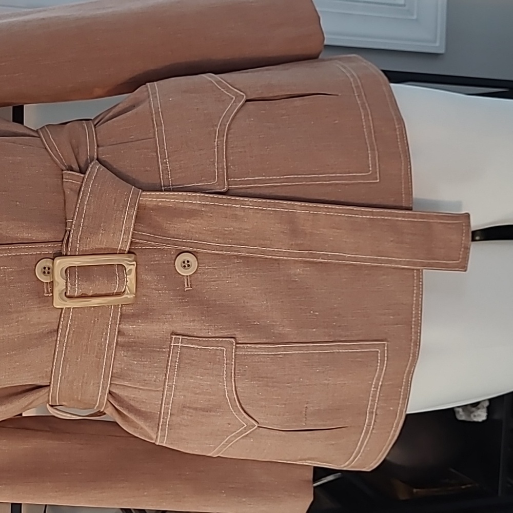 Anne Klein Light Brown Belted Blazer - Picture 6 of 16